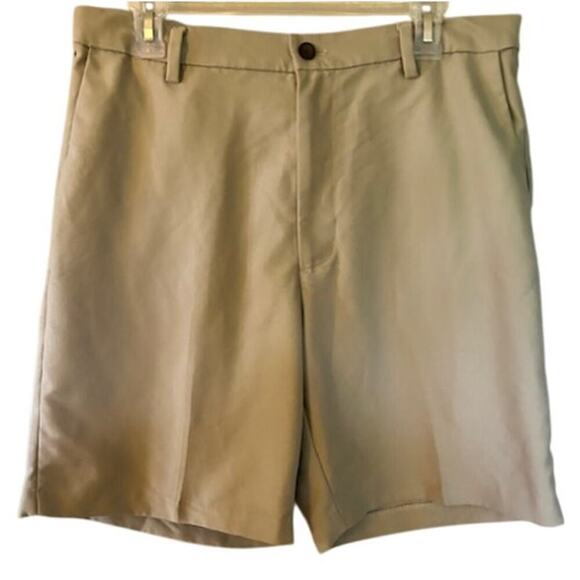 Chaps Flat Front Khaki Shorts Size 34 – 100% Polyester - Picture 1 of 6